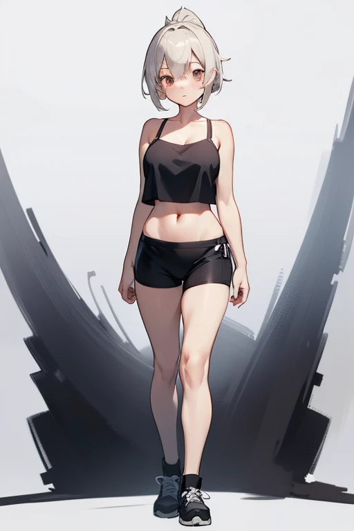 ,look at viewer,neutral posture,character chart,arms at sides,tachi-e,standing,full body,concept art,white background,simple background,anime,1girl,solo,masterpiece,Awards,high quality,High resolution,HD,4K,8K,high quality,(Medium breasts:1.2),camisole,Crop tops,