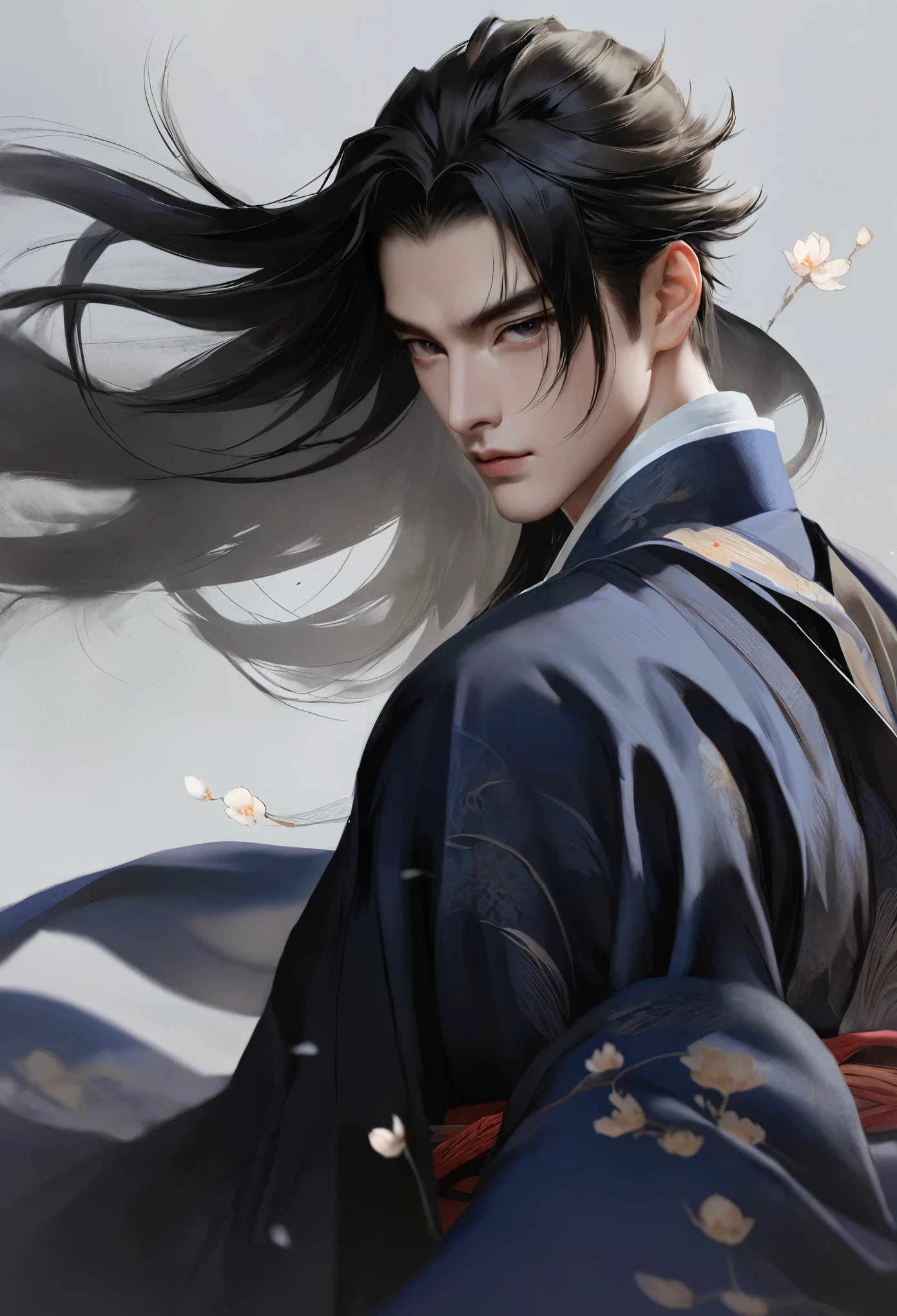 warrior,young man、juvenile、short hair、short hair、Hanfu,robe,Handsome Face Shape,handsome man、lively、