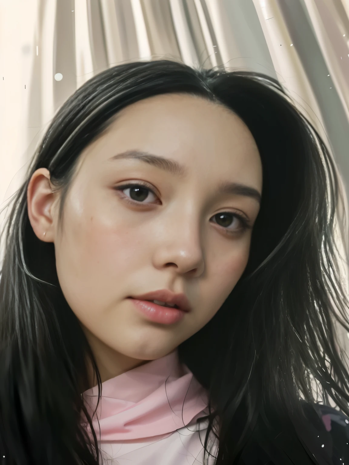 painting of a woman with long black hair and a pink shirt, kawaii realistic portrait, smooth. digital painting, digital portrait, made with anime painter studio, anime realism style, painted in anime painter studio, inspired by Yanjun Cheng, realistic digital painting, in the art style of bowater, detailed face of a asian girl, #1 digital painting of all time