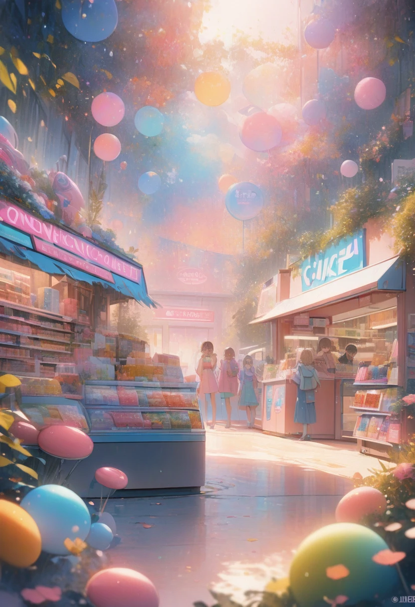 (best quality,4K,8K,high resolution,masterpiece:1.2),Super detailed,illustration,(Midnight convenience store:1.2),fantastic colors,pastel colors,whimsical atmosphere