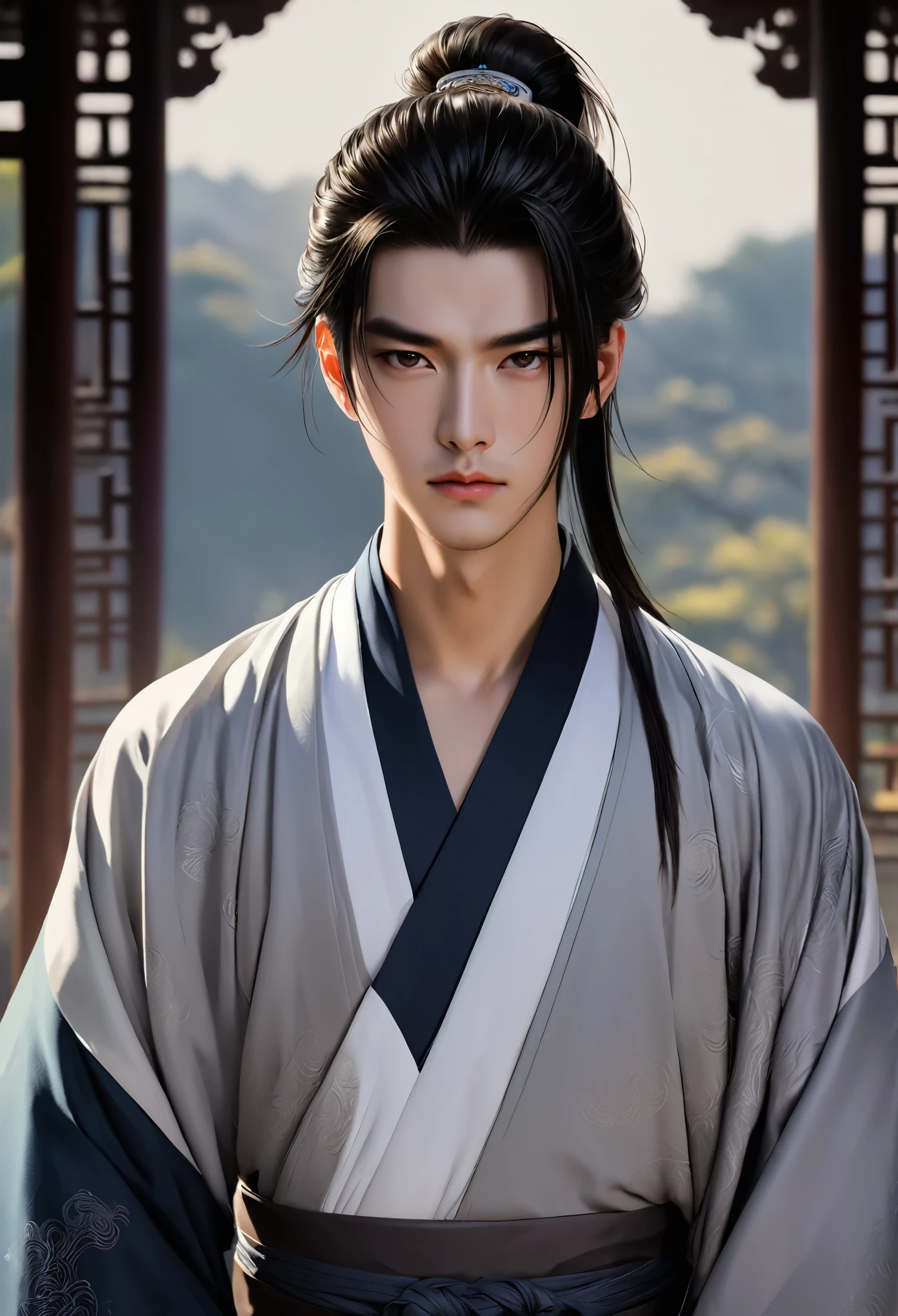 warrior,young man、juvenile、knife、Hanfu,robe,Handsome Face Shape,handsome man、lively