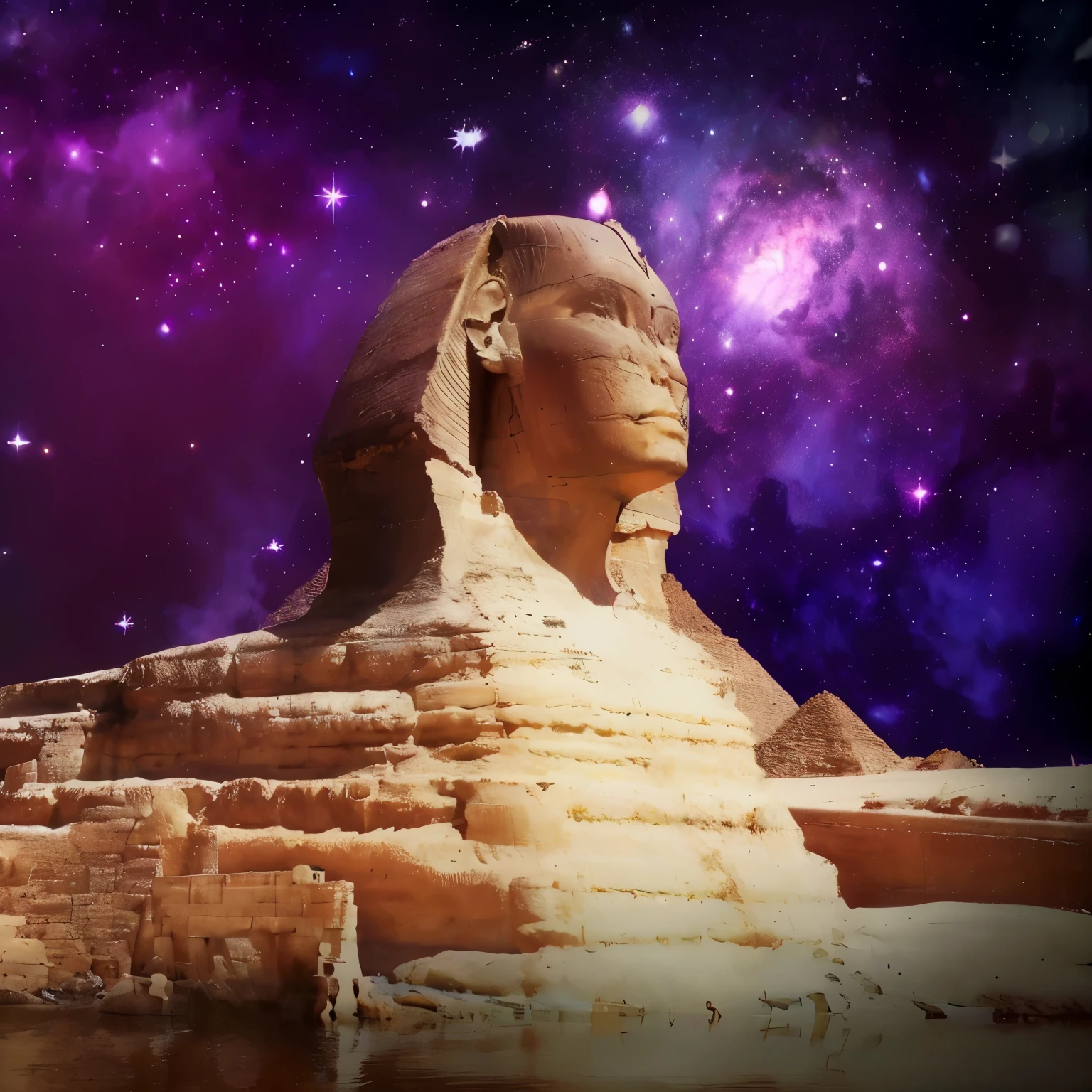 ancient egypt, Sphynx、mysterious、Science Fiction,UFO, orion, Galactic Nebula、sirius、pyramid、highest quality, masterpiece, 超A high resolution、colorful,most detailed
