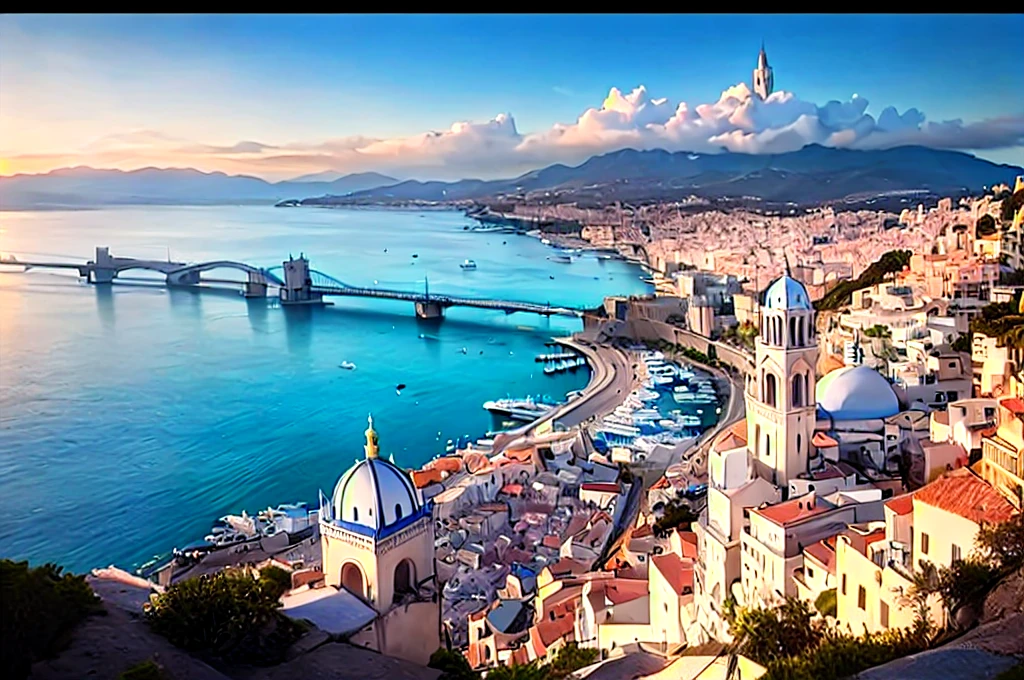a view of a city with a mountain in the background, Mediterranean city, By Luis Miranda, nice, Mediterranean, amazing view, by Luis Molinari, shutter stock, italian Mediterranean city, monaco, Naples, tourism photography, gulf of Naples, Alexander Robertson, Beautiful high resolution, view, tourist destination, Beautiful City, Written by Matt Stewart, Alexander Bogen