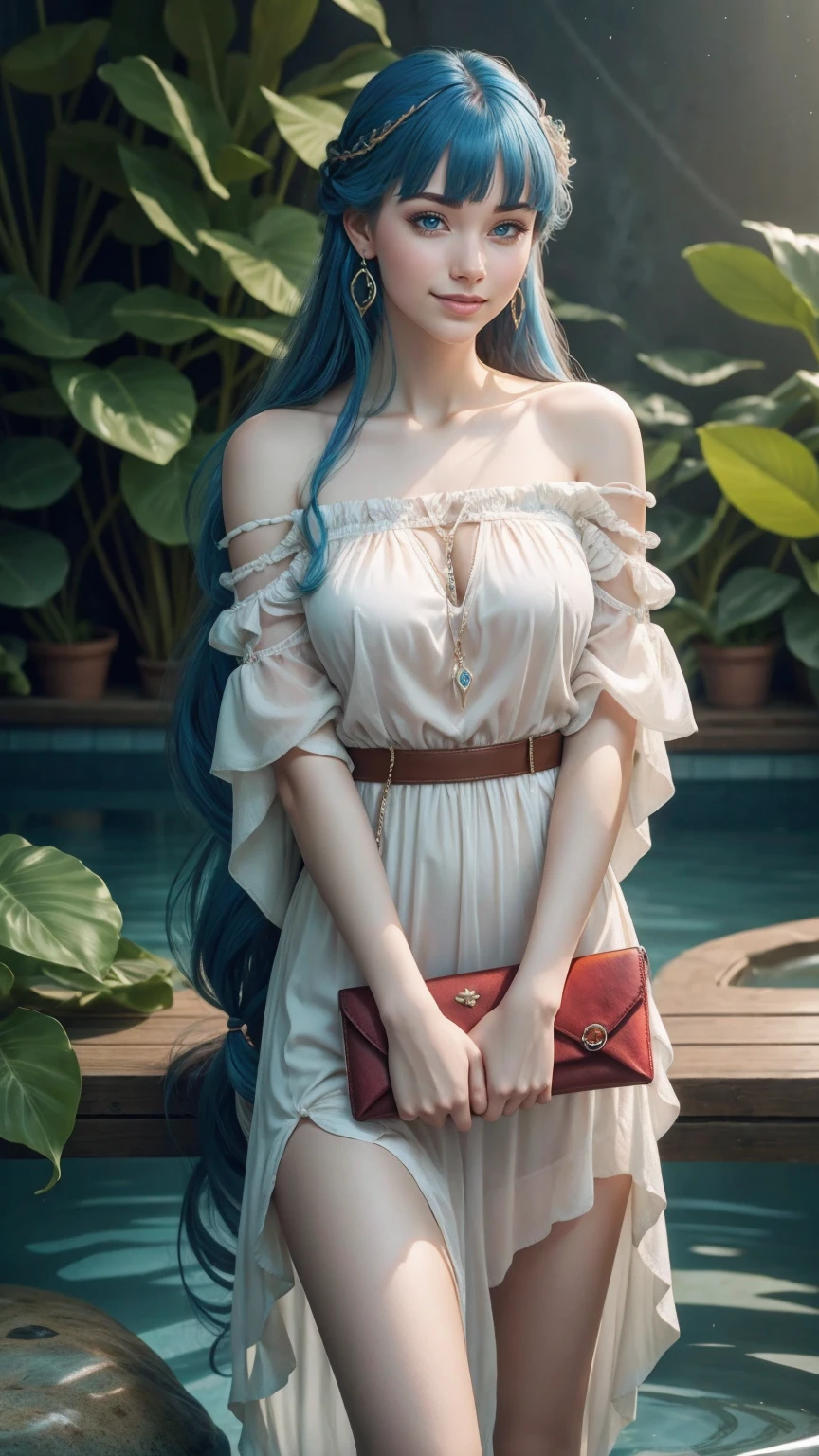 (8k, RAW photo, photorealistic:1.25) ,( lipgloss, eyelashes, gloss-face, glossy skin, best quality, ultra highres, depth of field, chromatic aberration, caustics, Broad lighting, natural shading, Kpop idol) looking at the audience With serenity and goddess-like bliss, big breasts