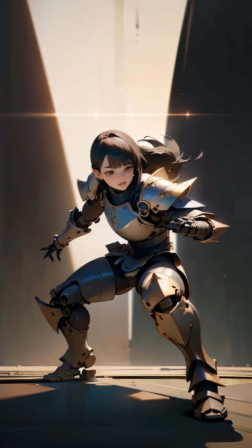 (masterpiece, best quality:1.2), (8k uhd, 16k, 32k, ultra high res), (photorealistic:1.37), (RAW photo), ultimate-realistic, ultimate-realistic details, ultimate-realistic texture, ultimate-intricate details, ultimate-realistic lighting, ultimate-realistic shadow, japanese girl, ultimate-cute face, ultimate-RAW skin, ultimate-realistic eyes, (mechanical:1.4), (armor), full body, wide shot, fighting pose