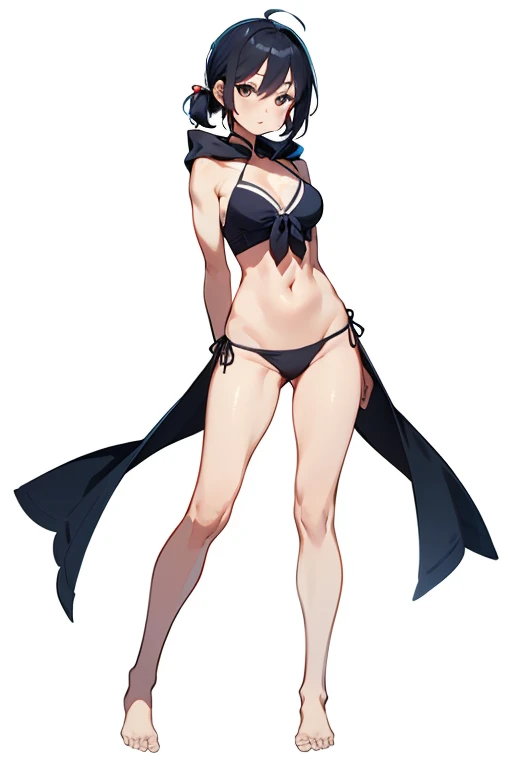 look at viewer,character chart,tachi-e,standing,full body,(white background,simple background:1.5),1girl,solo,bikini,close foots,character only,To stand with legs properly aligned