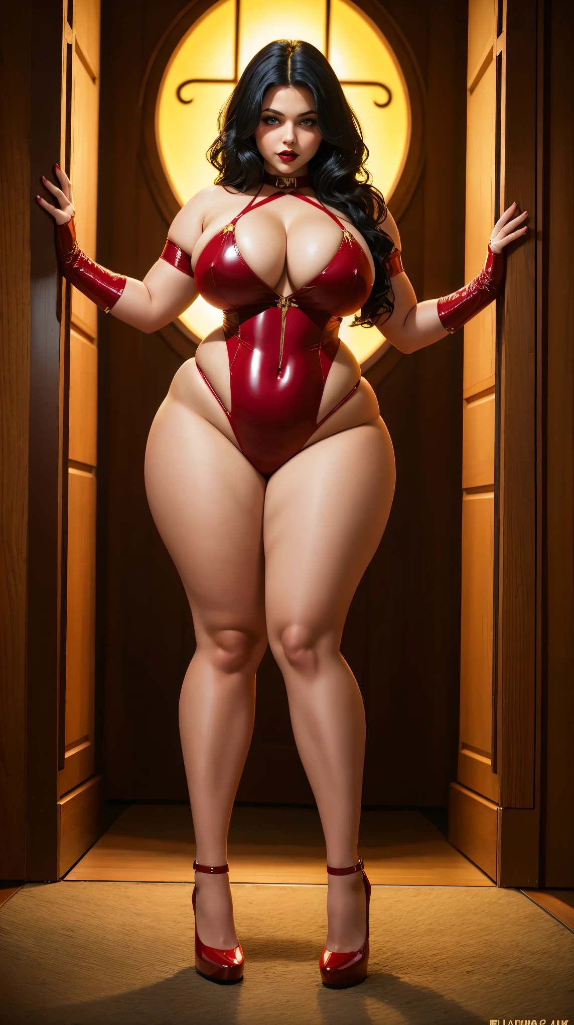 Vampir woman, curvy body, long legs, thick high, wide hips, beautifull vampir, sexy vampir costum, full body shot, night house, sexy swimsuit