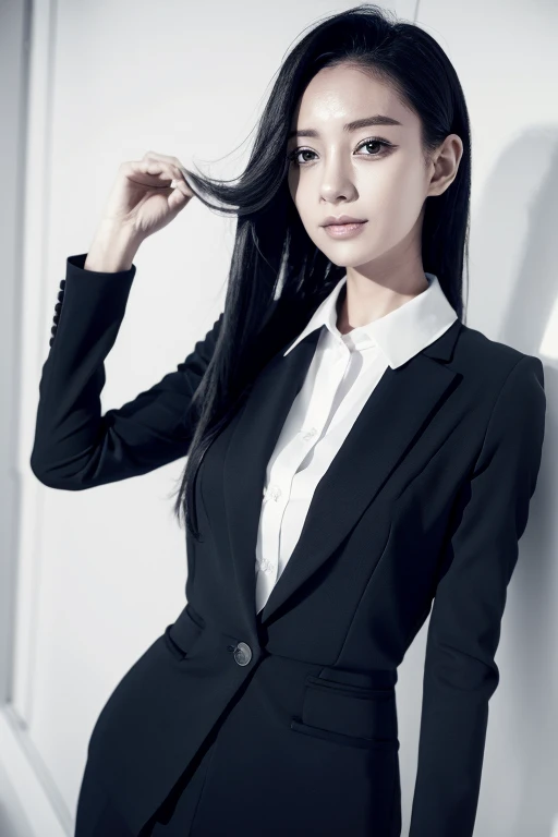 job hunting woman black recruitment suit White skipper blouse Collar interview black hair