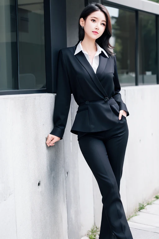 job hunting　woman　black recruitment suit　White skipper blouse　Collar　interview　black hair