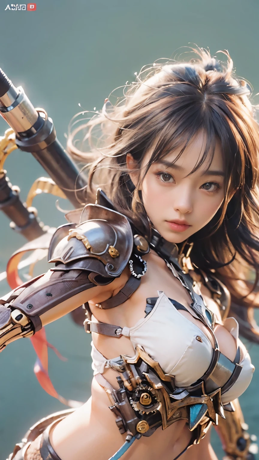 (masterpiece, best quality:1.2), (8k uhd, 16k, 32k, ultra high res), (photorealistic:1.37), (RAW photo), ultimate-realistic, ultimate-realistic details, ultimate-realistic texture, ultimate-intricate details, ultimate-realistic lighting, ultimate-realistic shadow, japanese girl, ultimate-cute face, ultimate-RAW skin, ultimate-realistic eyes, (mechanical:1.4), (armor), full body, wide shot, fighting pose