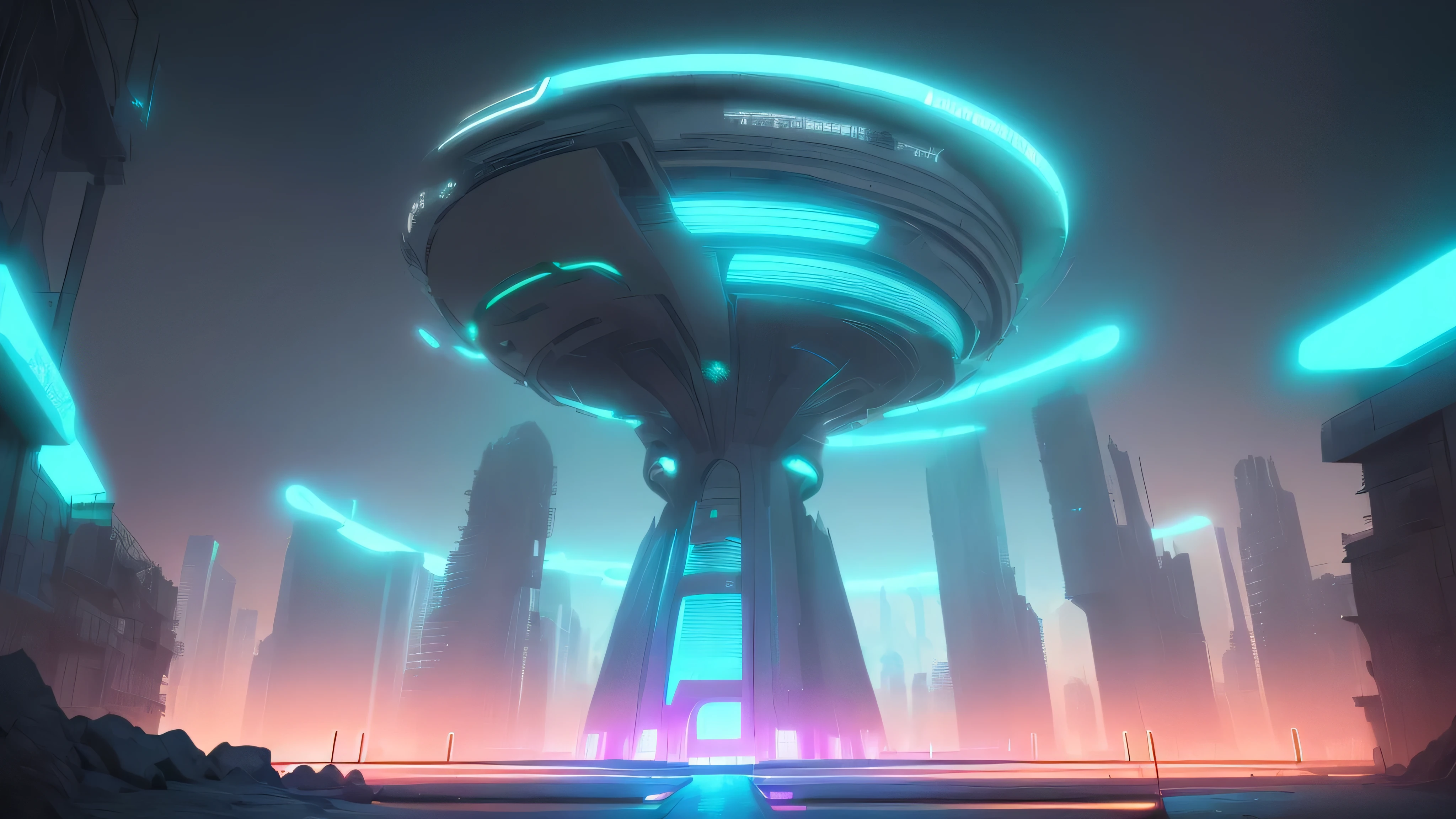 (8K, Mejor calidad, obra maestra:1.2), town, futuristic, neon