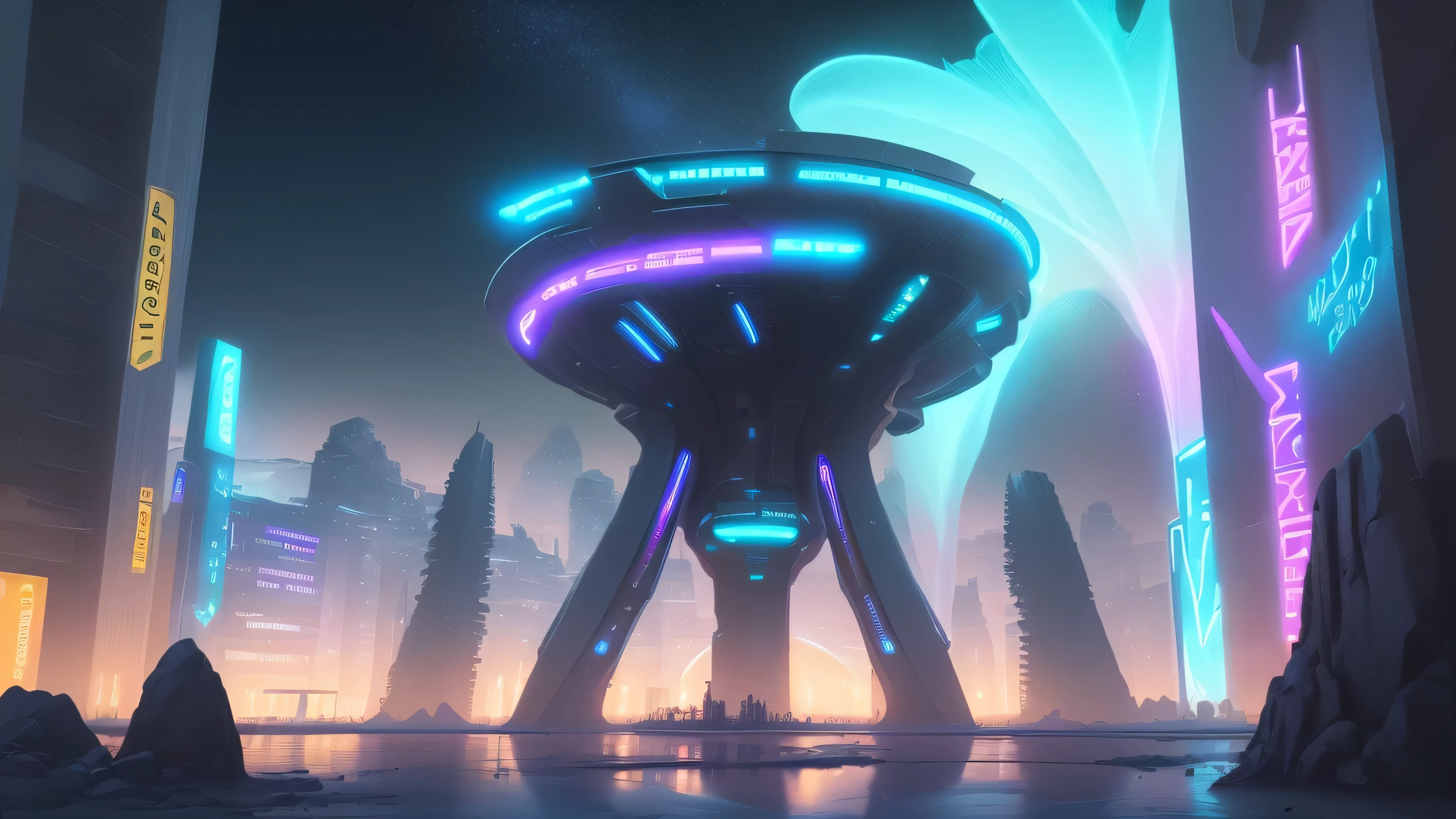 (8K, Mejor calidad, obra maestra:1.2), town, futuristic, neon