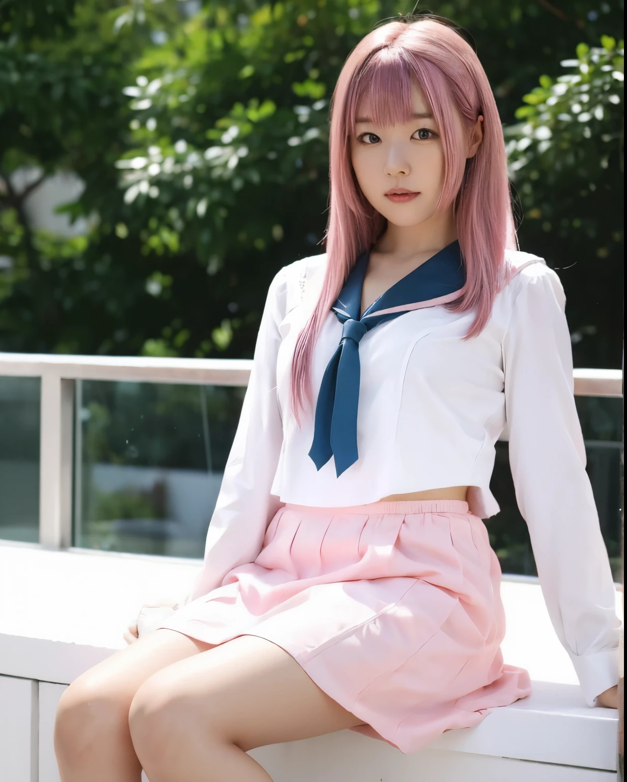 　sailor suit　young　 girl　cosplay　pink hair