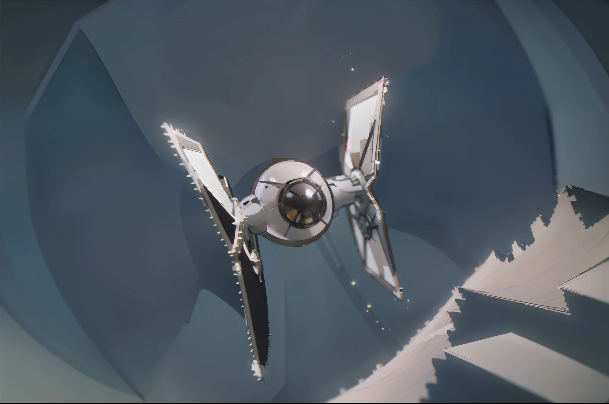 1 solo tie fighter simple background, full body outline