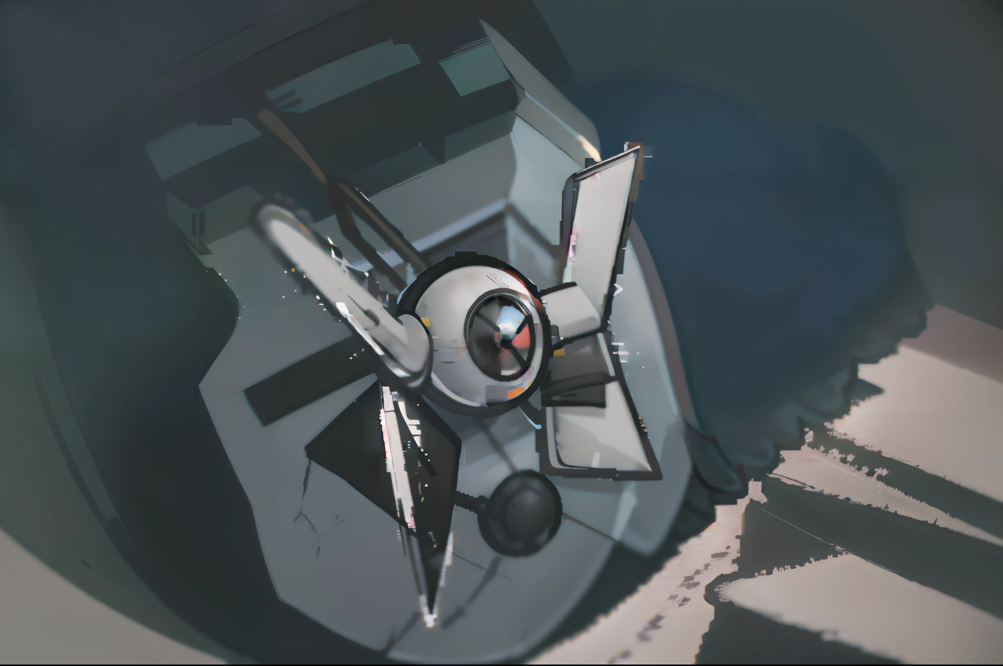 1 solo tie fighter simple background, full body outline