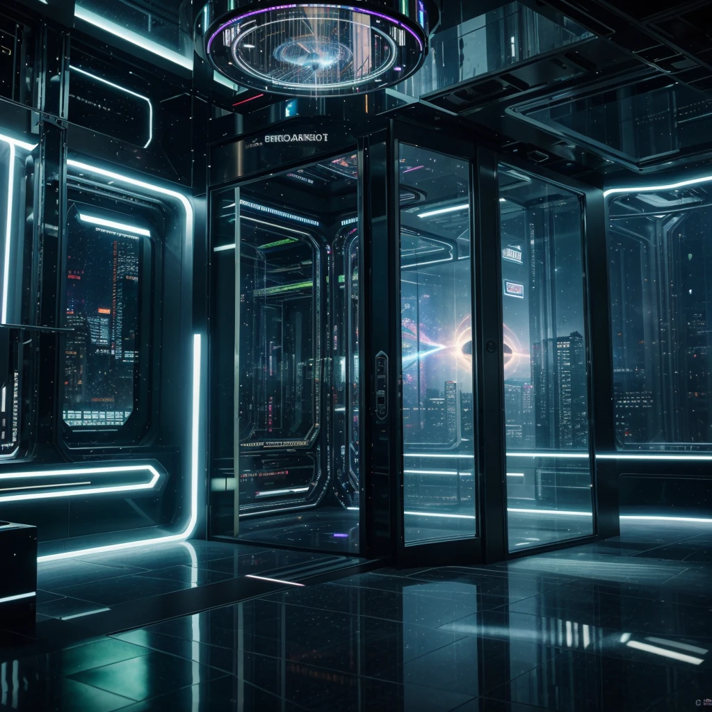 (best quality,4k,8k,highres,masterpiece:1.2),ultra-detailed,(realistic,photorealistic,photo-realistic:1.37),futuristic superhero space tower,interior,high-tech materials,advanced technology,elegantly designed,spacious and grand,high ceilings,illumination with neon lights,glass walls,great cityscape view,sleek and modern furniture,opulent decor,enormous holographic screens,levitating platforms,elevators with glass doors,superhero statue in the center,highly detailed metallic textures,shimmering reflective surfaces,strewn futuristic gadgets,unusually shaped architecture,gravity-defying elements,transparent capsules floating above the ground,energy-filled atmosphere,hovering drones emitting colorful lights,advanced AI assistants,touch-sensitive control panels,plasma beams crisscrossing the space,surrounded by lush green indoor gardens,glowing holographic signs,impressive technological advancements,immersively themed floors,seamlessly integrated augmented reality displays,glimmering stars projected on the ceiling,thrilling sense of adventure,cosmic theme throughout the tower,command center with an array of monitors,activating superhero suits,thrilling storyline unfolding in the background,energetic vibes,unfathomable height and grandeur,awe-inspiring architectural marvels,layers of intricate details,evoking a futuristic utopia,striking color palettes,marriage of aesthetics and functionality,luxurious blend of comfort and technology,multi-level design,offering glimpses into different futuristic landscapes,enchantment mixed with a sense of mystery