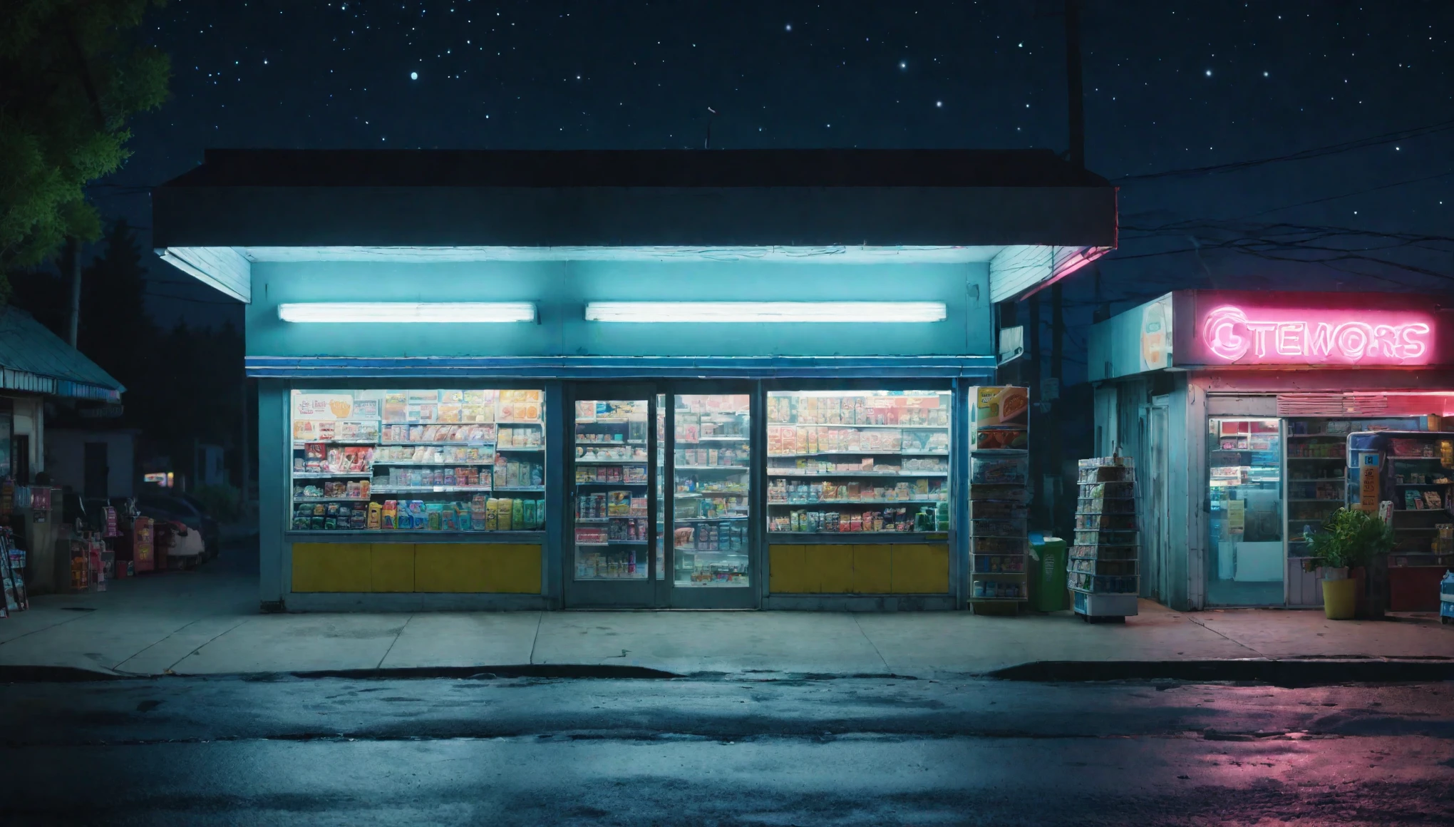 midnight,convenience store,8k,high quality,masterpiece
