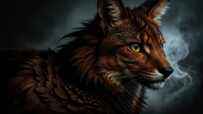 (best quality,highres:1.2),ultra-detailed,charcoal drawing,vivid colors,realistic,hyperdetailed vixen,charcoal shades,penetrating gaze,wild atmosphere,dark and mysterious,red-hot ember eyes,feathered fur,powerful presence,dynamic pose,wisps of smoke,captivating expression,sharp focus,contrast and depth,detailed fur texture,fierce and untamed,striking and intense,ethereal beauty,powerful jawline,nighttime forest,expressive eyes,dramatic lighting,masterpiece:1.2