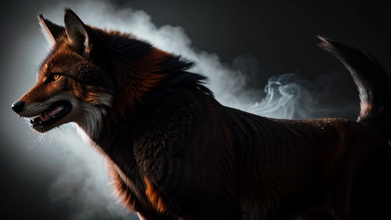 (best quality,highres:1.2),ultra-detailed,charcoal drawing,vivid colors,realistic,hyperdetailed vixen,charcoal shades,penetrating gaze,wild atmosphere,dark and mysterious,red-hot ember eyes,feathered fur,powerful presence,dynamic pose,wisps of smoke,captivating expression,sharp focus,contrast and depth,detailed fur texture,fierce and untamed,striking and intense,ethereal beauty,powerful jawline,nighttime forest,expressive eyes,dramatic lighting,masterpiece:1.2