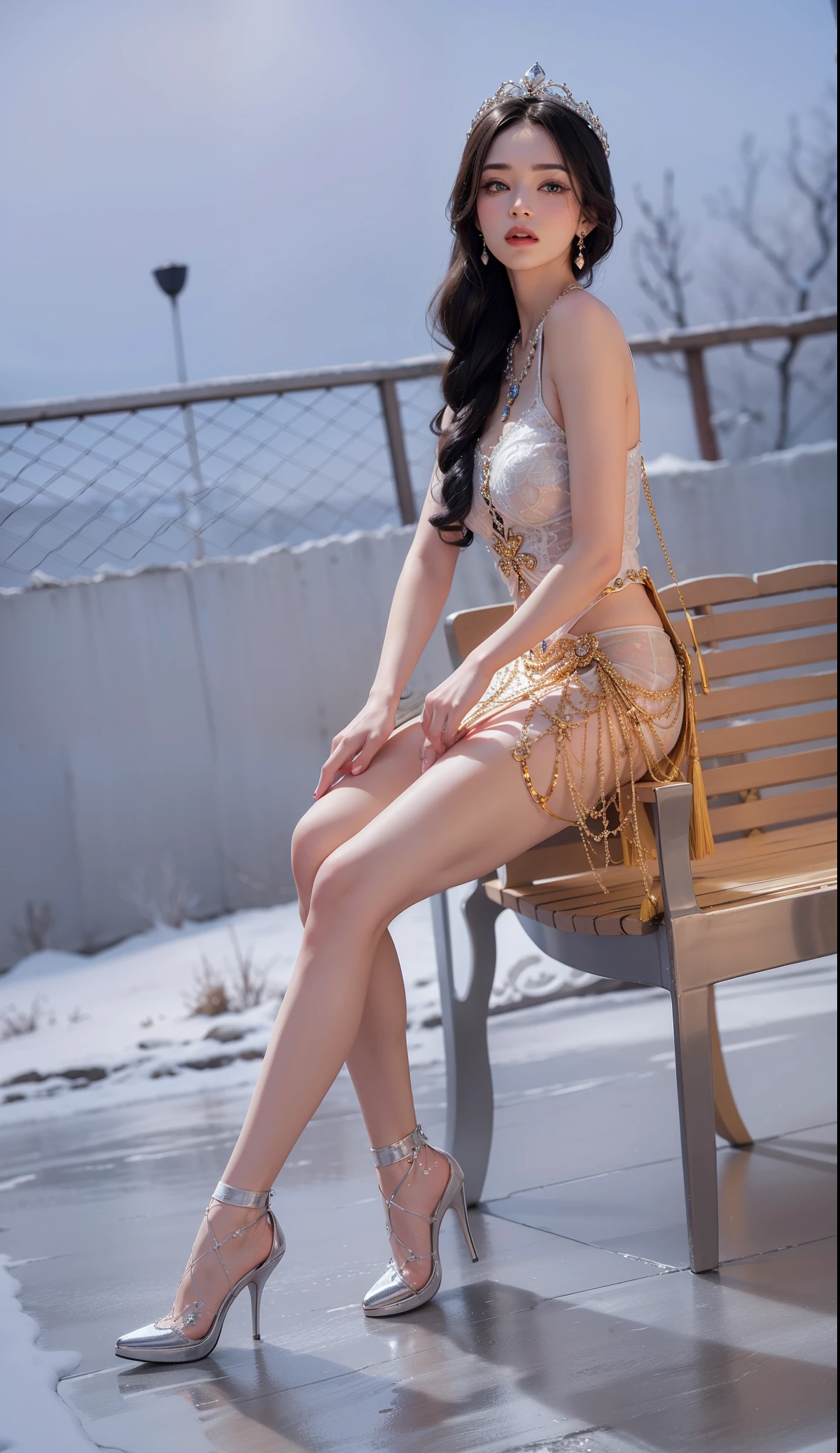 Royal sister,exquisite eyes,Snow Queen,put the crown on your head,Detailed facial expressions body,tall figure,Gorgeous,Leg length,4K,HD,Sensual,translucent lace,白皙plump figure,pretty face,Little cherry mouth,beautiful and delicious(3D royal sister),plump figure,gloss gel coat,Queen in luxurious dress,Crystal Gem Crown,Necklace jewelry,black tattoo(whole body),The tattoo is very three-dimensional,Gorgeous and intricate tattoo designs,tattoo queen,8k超HD,Ultra-clear portrait,five fingers straight,Wear white gloves,Wear white high-heeled boots,Silver high heel boots