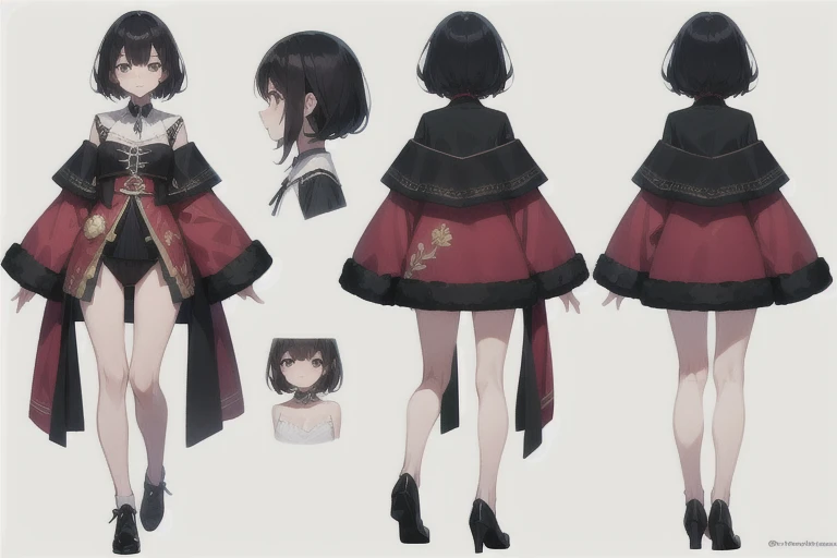 anime,masterpiece,Awards, high quality,High resolution,(HD,4K,8K:1.2),high quality,1girl, solo, standing, charturnerv2:0.5, full body character turnaround of 1lady, (simple background, white background:1.3), multiple views, side view, front view, character painting, two-dimensional culture, microbikini,short hair