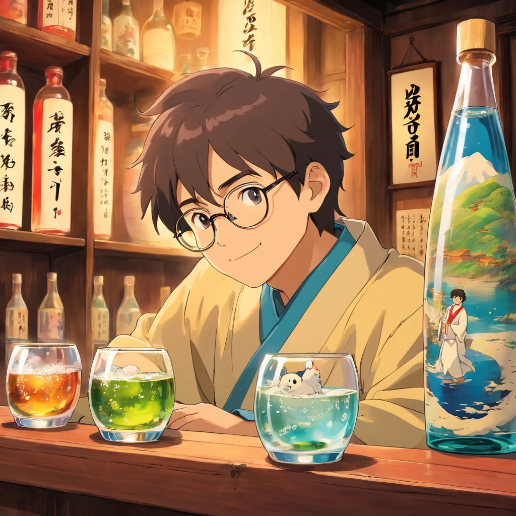 Japanese sake　male　glasses