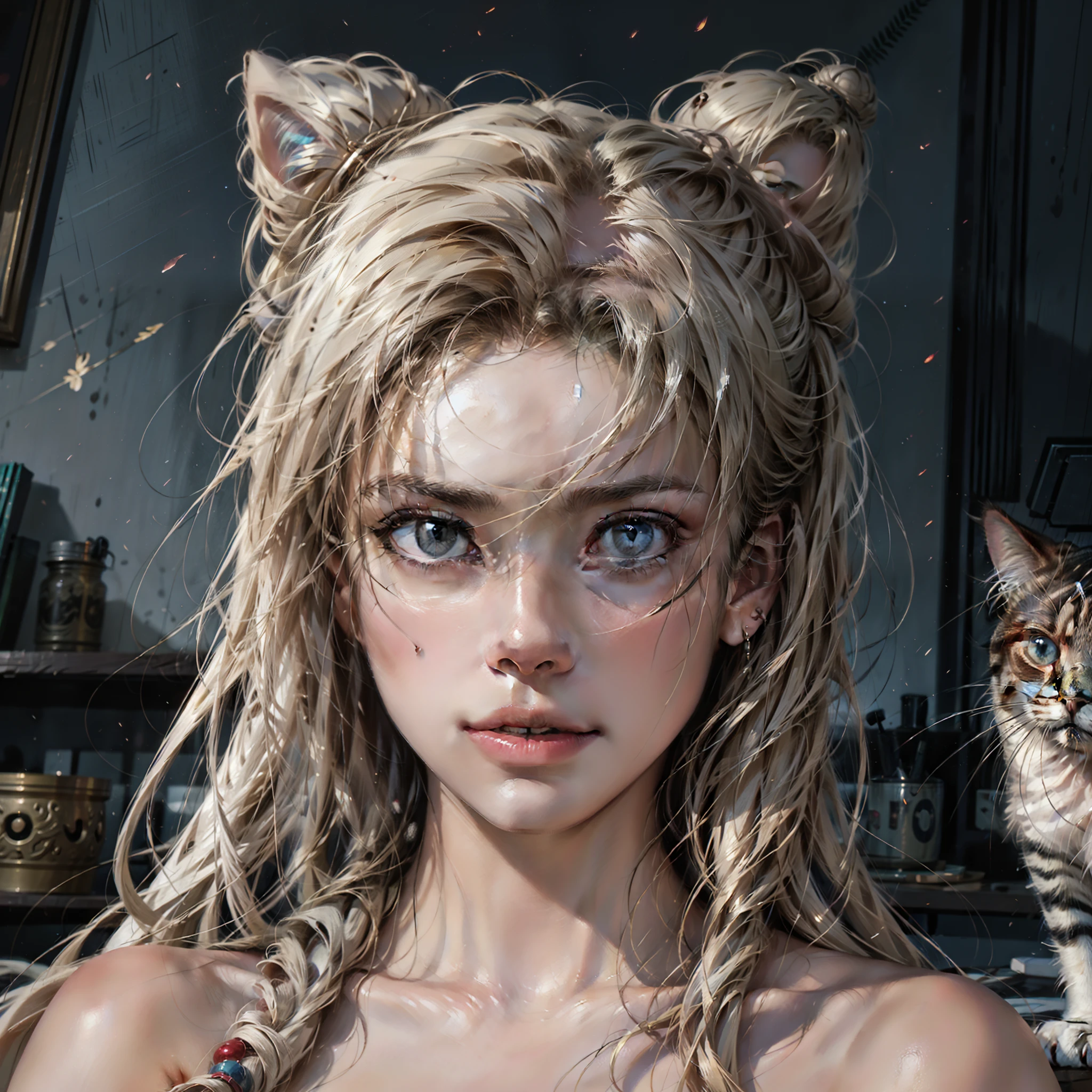 painting of a woman with long hair and a cat's ears, smooth. digital painting, twilight ; digital painting, a digital painting, soft digital painting, digital fantasy portrait, digital matt painting, #1 digital painting of all time, # 1 digital painting of all time, fantasy portrait, renaissance digital painting, an expressive digital painting, anthro portrait