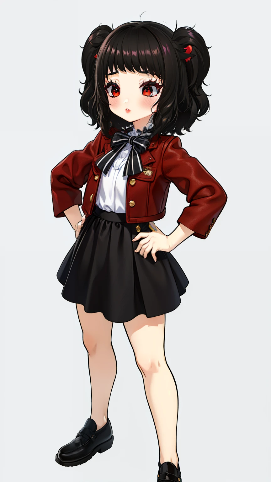 kawakami sadayo,Un borde blanco alrededor de un fondo rectangular rojo.，el traje de mucama，yellow sweater，vista trasera，sentado，gran culo，D cup，alto detalle,cara de ahegao,lunares debajo de los ojos, pupilas en forma de corazon，Amo a los alumnos，hombros recortadouchos corazoneuslos carnosos,altamente renderizado，cara detallada , orejas de gato, cabello largo negro con fleco mas unas coletas