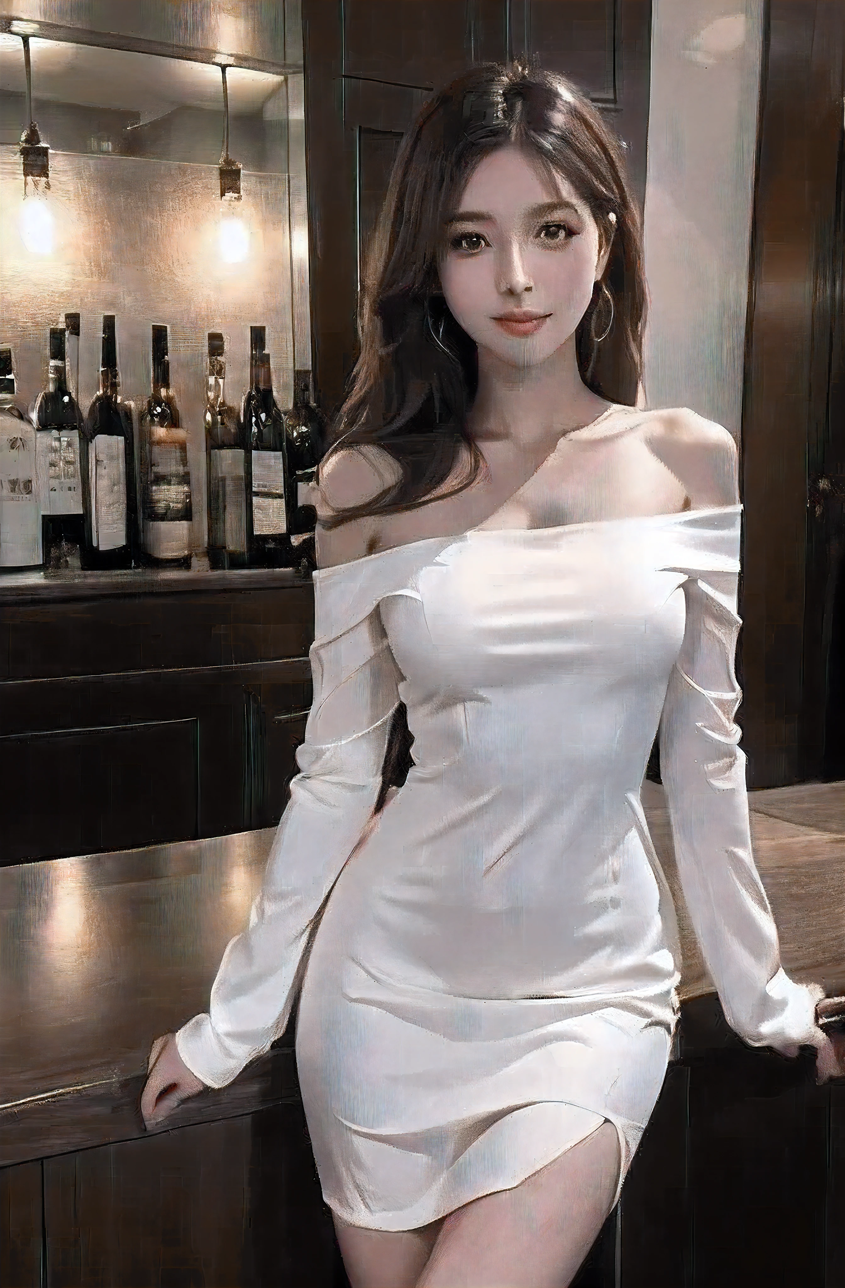 Beauty slender off shoulder dress show your shoulders Lounge bar