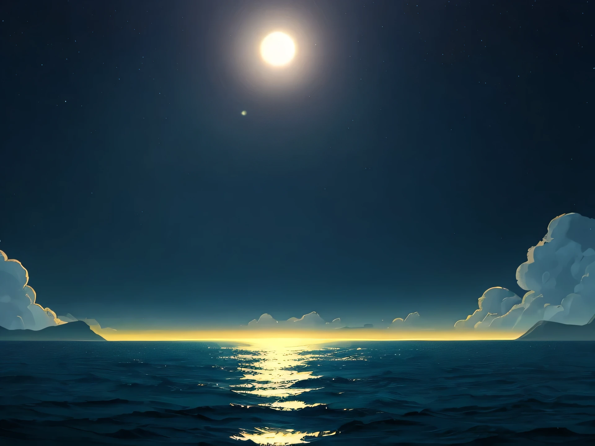 Bright Sea,daytime,Nothing around,mysterious,Animated Illustration