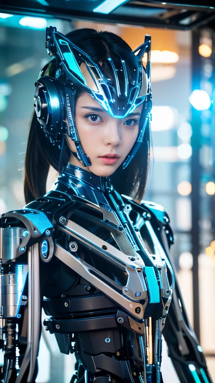 (masterpiece, highest quality:1.2), (8K Ultra HD, 16k, 32k, Ultra-high resolution), (Realistic:1.37), (RAW Photos), Ultimately realistic, Ultimately realistic details, Ultimately realistic texture, Ultimate in exquisite detail, Ultimately realistic lighting, Ultimately realistic shadow, thai Girls, Extremely cute face, Ultimate RAW Skin, Ultimately realistic eyes, (mechanical:1.4), (armor), whole body, Wide Shot