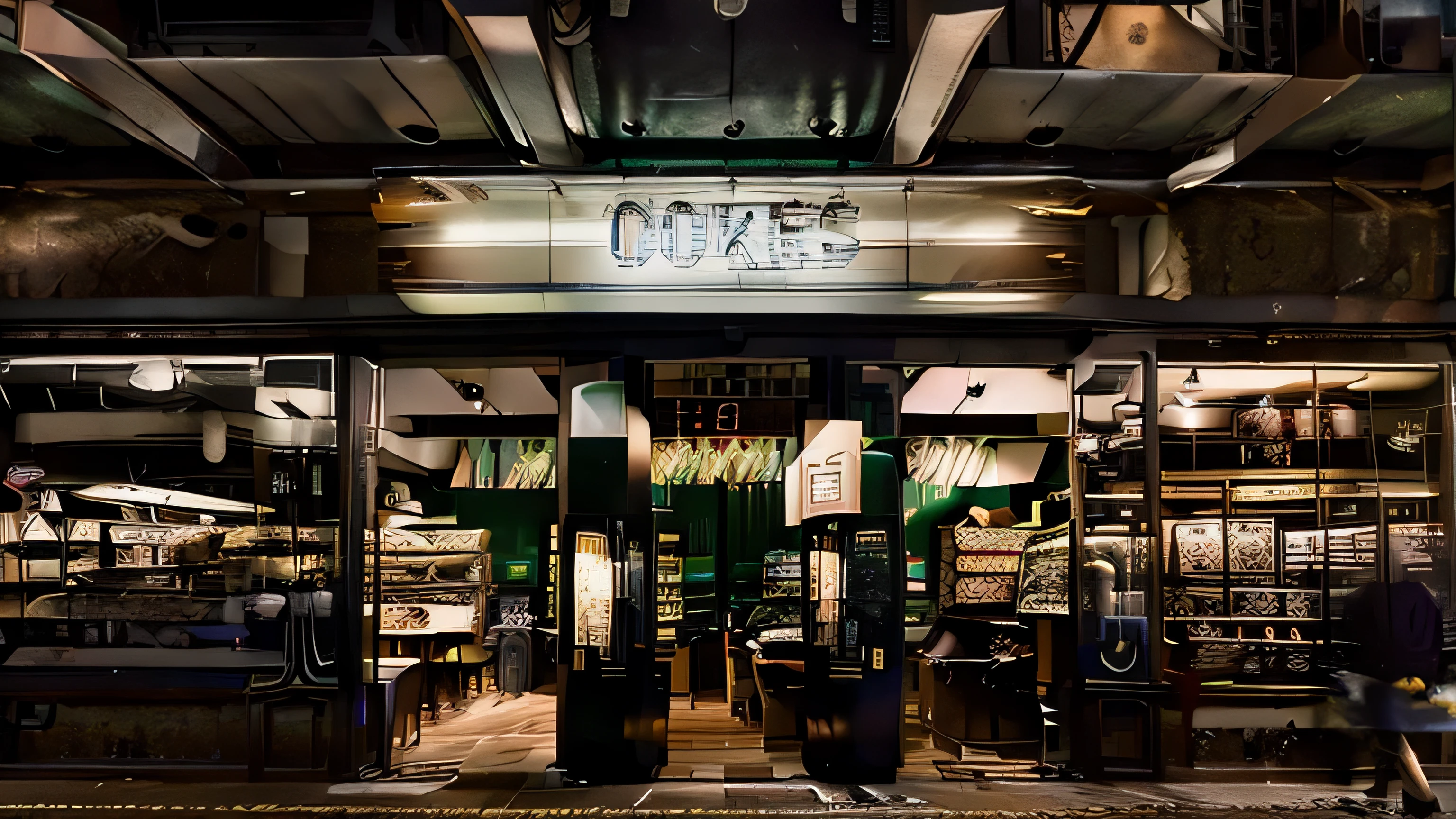 Shelves of a night grocery store: a girl in a midnight grocery store, detailed neon lights, shelves filled with snacks and drinks, the girl at the counter, wearing a uniform, a bored expression, small flashing lights, reflecting on the polished floor, late-night guests walking the alleys, mysterious atmosphere, dark shadows, strange silence, the sound of buzzing refrigerators, flickering fluorescent lights, empty streets outside, a row of parked bikes, distant floor lamps emitting a faint glow, dimly lit exterior panel, "Open 24 Hours", high quality image, 4k resolution, ultra-detailed and realistic rendering: 1.37, bright colors, cinematic feel