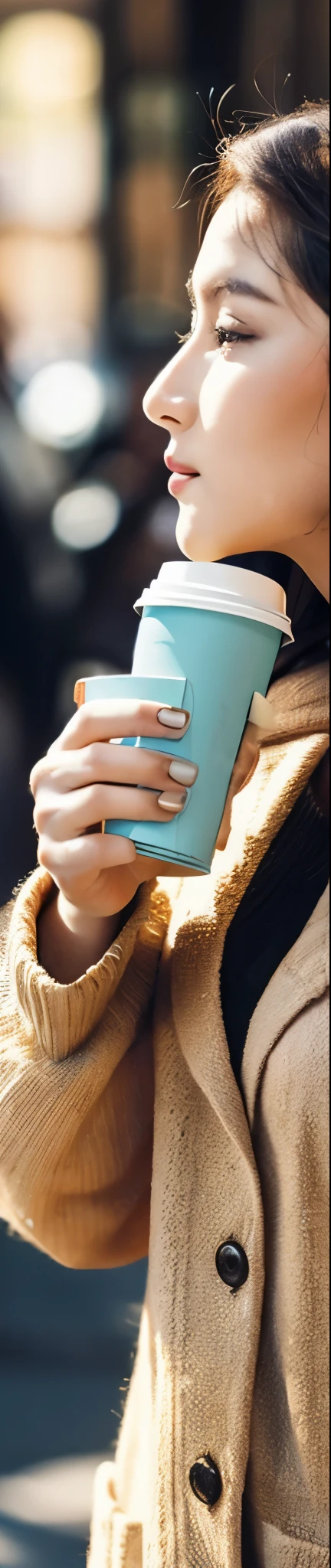 Beauty drinking coffee