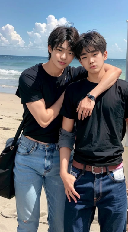 two japanese naked GAY boys　whole body　tears　Ocean