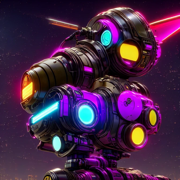 side close-up，a close up of a robot with a glowing head and a purple background, cyber mech, in style of beeple, cyberpunk pikachu, style hybrid mix of beeple, 3 d render beeple, cute elaborate epic robot, beeple masterpiece, cyberpunk art style, yellow mech, beeple!!, cyber steampunk 8 k 3 d（（（future）））（Telephoto micro-angle shift）