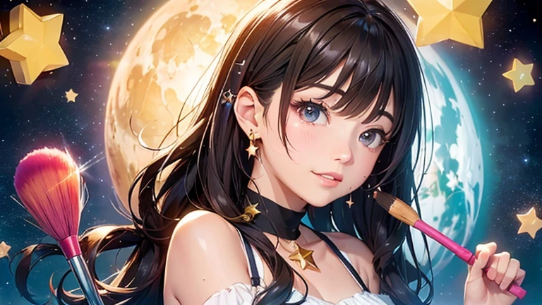 (8K), (best quality), (muste piece: 1.2) The star disappeared The sky is crying, the world without you is dark and unforgettable Your story isn't over the beginning (fade away)
遠い星にI have you (I have you)
描いてた未来にTake me (Take me)
Star Paintbrushは君だと (It's you)
It will always shine in my heart
(Star Paintbrush...Star Paintbrush...)