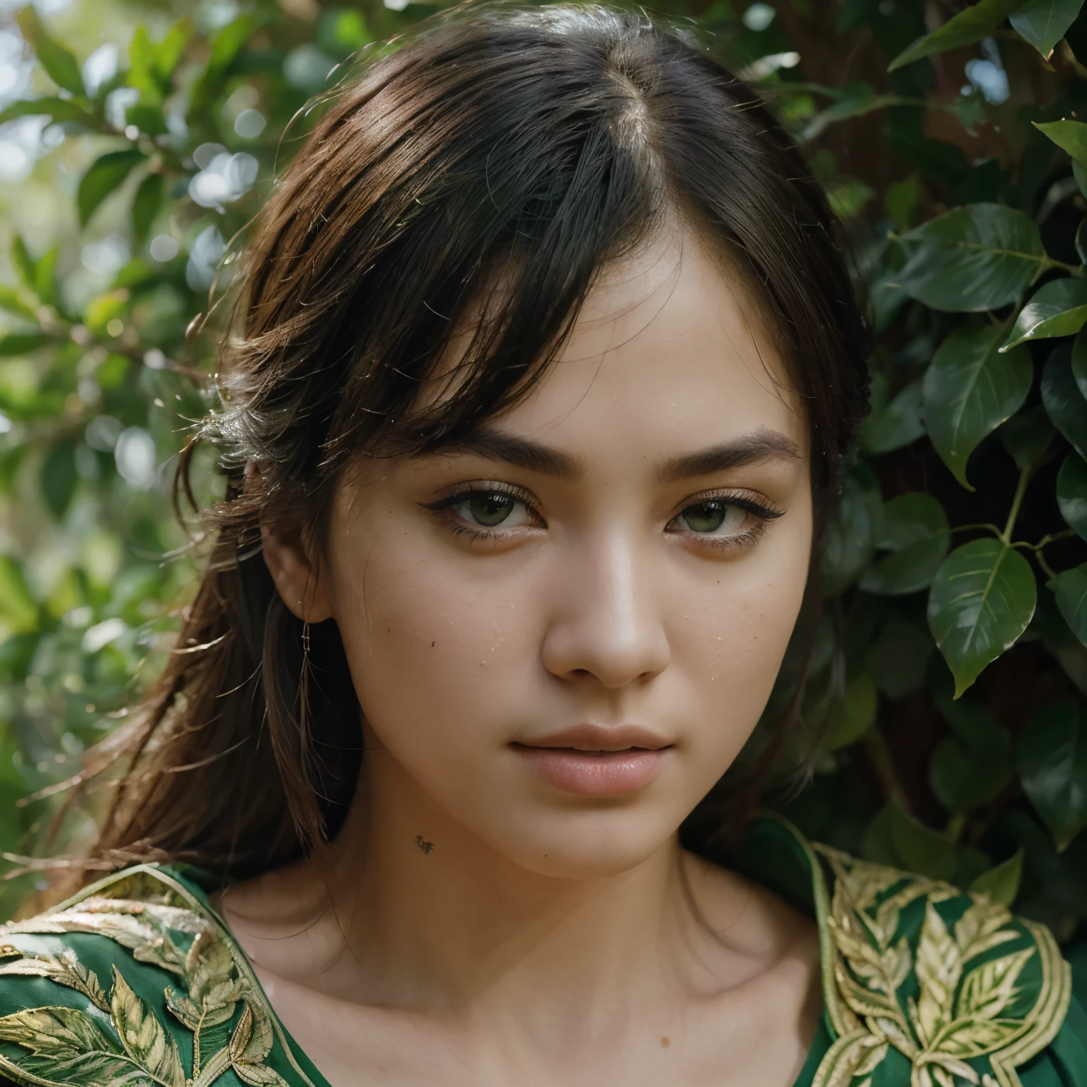 (best quality,ultra-detailed,realistic:1.37),portrait,Florante,green background,sharp focus,natural lighting,vivid colors,leafy surroundings,subtle shadows,expressive eyes,detailed facial features,artistic brush strokes,colored palette,high-resolution,masterpiece:1.2