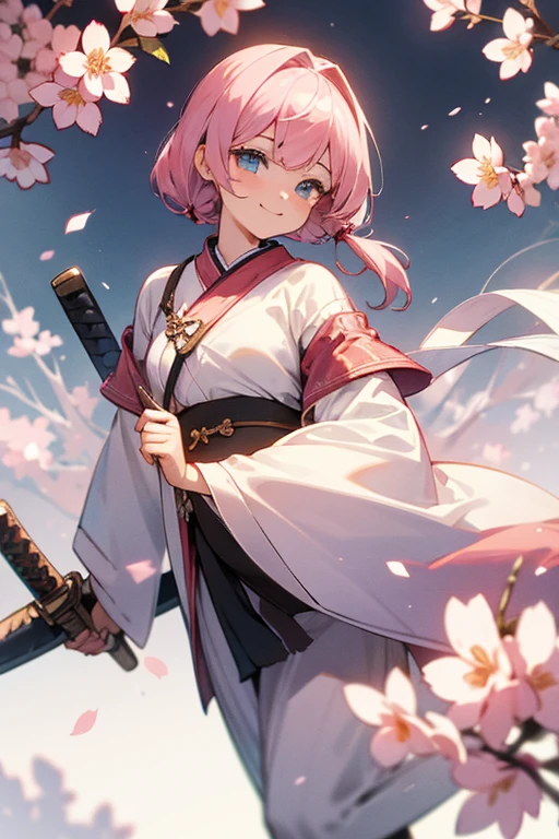 cherry blossoms、sword、adventurer、cute、dim、blood return、smile、3×3、Comfortable clothing