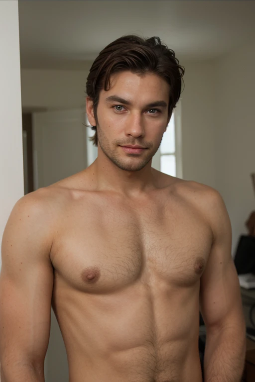 Male stubble beard brown handsome green eyes thin