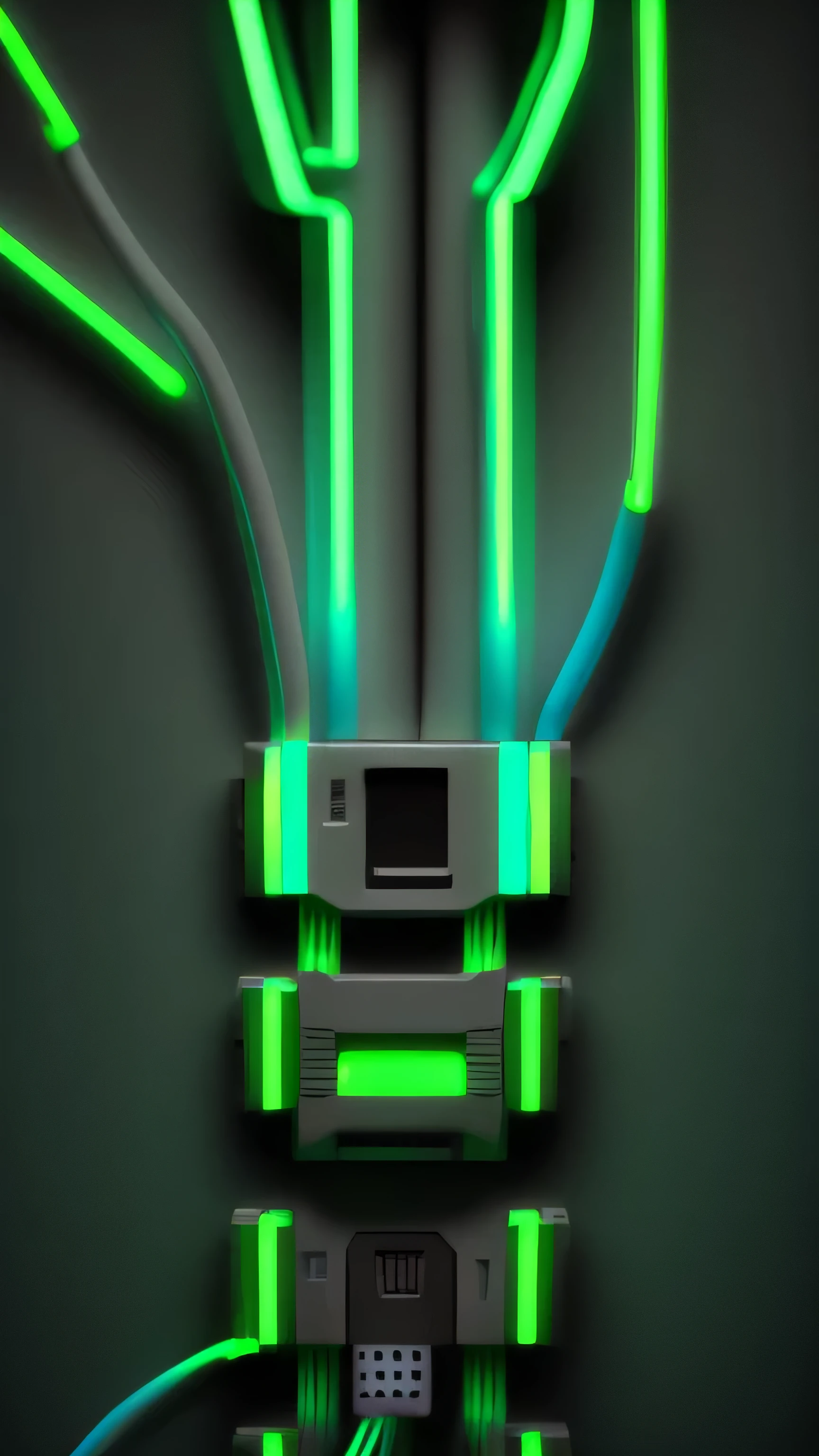 Neon light cable, green cyan color, 8k