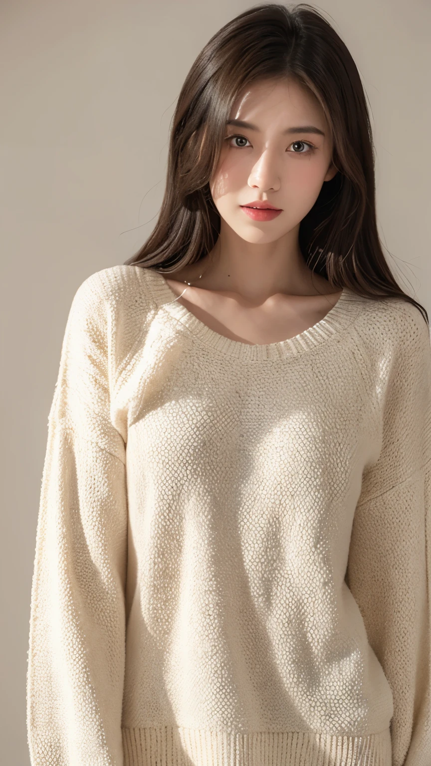 1 girl,sweater,white background,