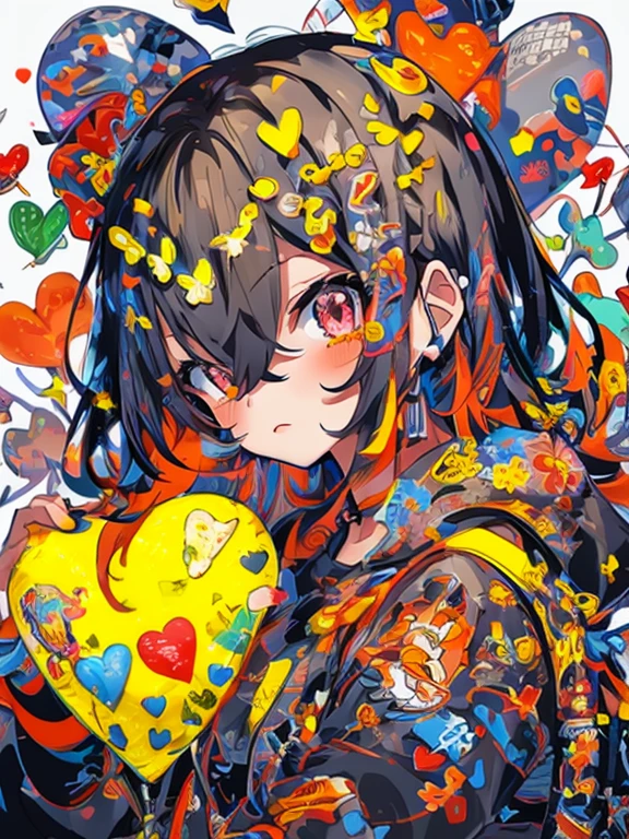 Anime girl with heart-shaped balloons and cat ears, decora inspired illustrations, hanayamata, official artwork, anime style 4 k, anime moe art style, by Kamagurka, Detailed Digital Anime Art, persona art style, digital anime art!!, Persona 5 Art Style wlop, digital anime illustration, ❤🔥🍄🌪, anime style illustration