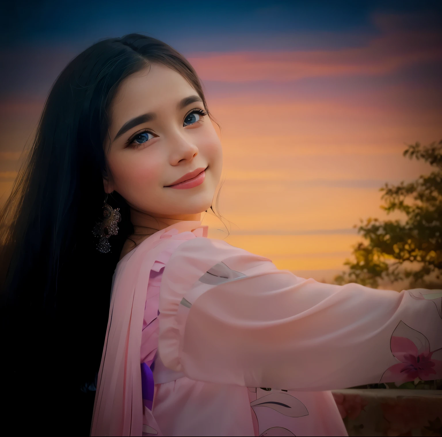 A cute girl wearing a pink dress, realistic beautiful eyes, smiling and shining face, beautiful weather, realistic face, anime,8k