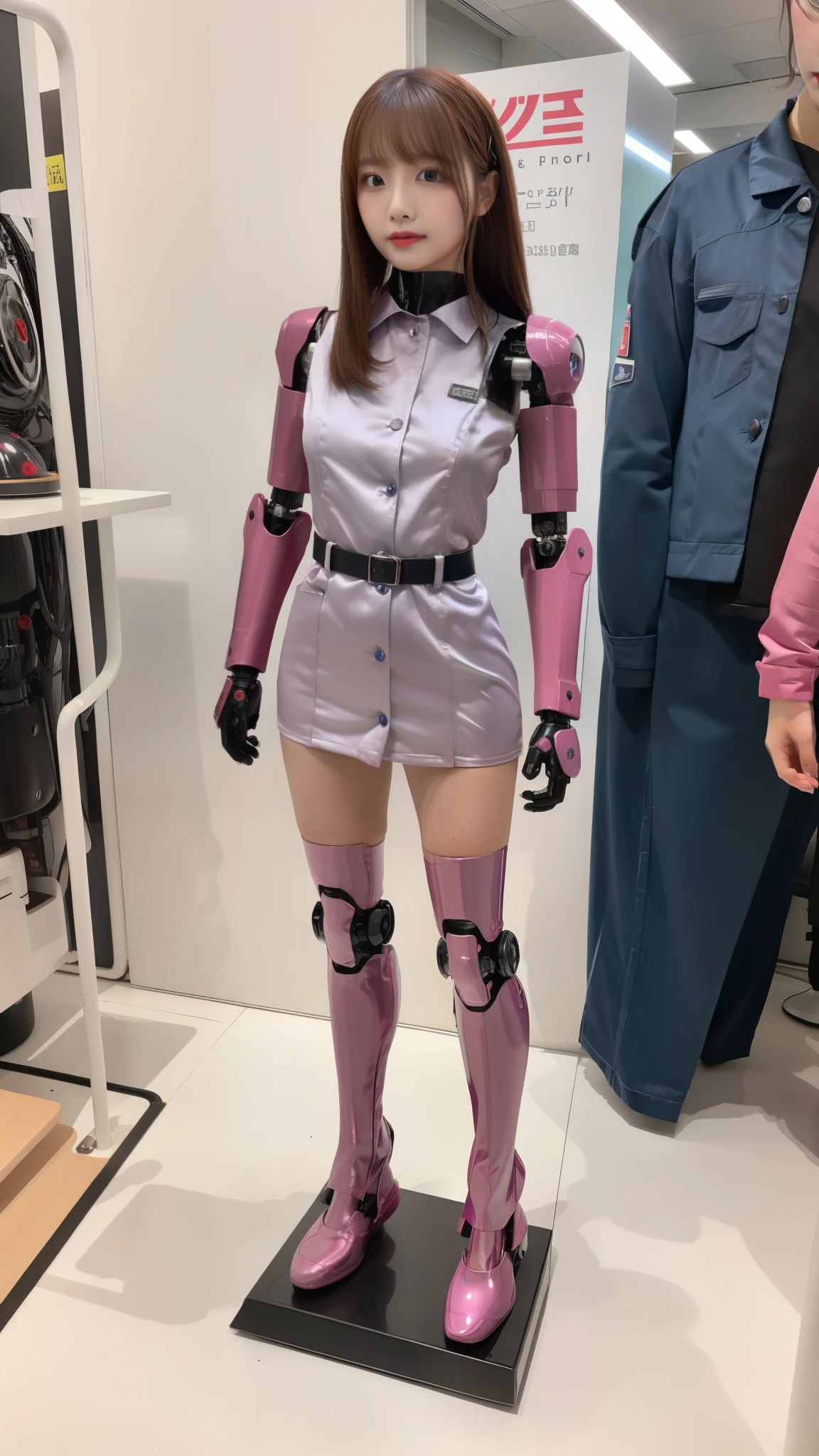 Silver satin nurse uniform, Silver satin nurse costume, robot