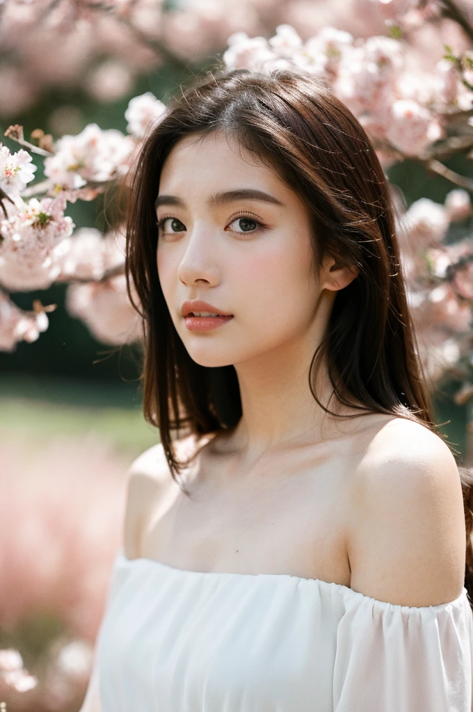 beautiful woman from Indonesia, white skin, naked, right hand holding her vagina, biting the fingers of her left hand, legs wide open, breasts and vagina clearly visible, expression sighing, there is a flower tucked in her ear. Masturbation, perfectly proportional body.