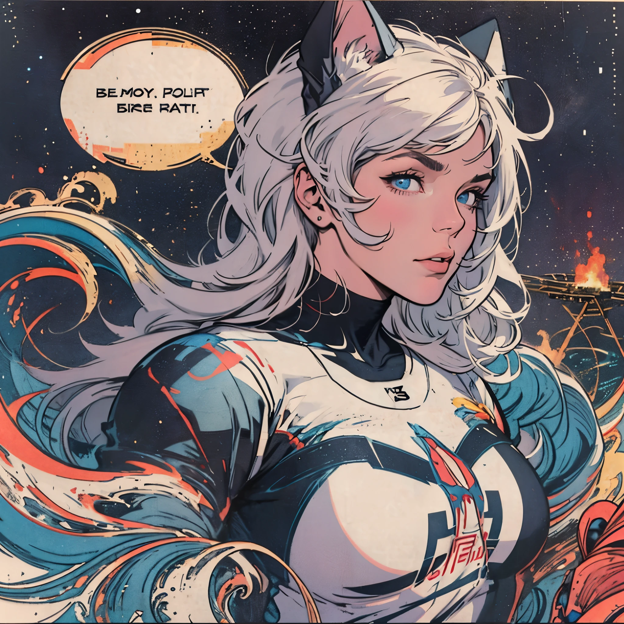 ultimate best quality,beautiful woman,Speech bubble,big brest,cosmic galaxy,