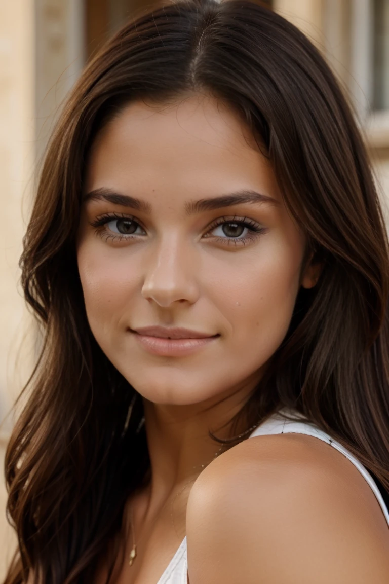 belle femme brune regarde dans la camera latina