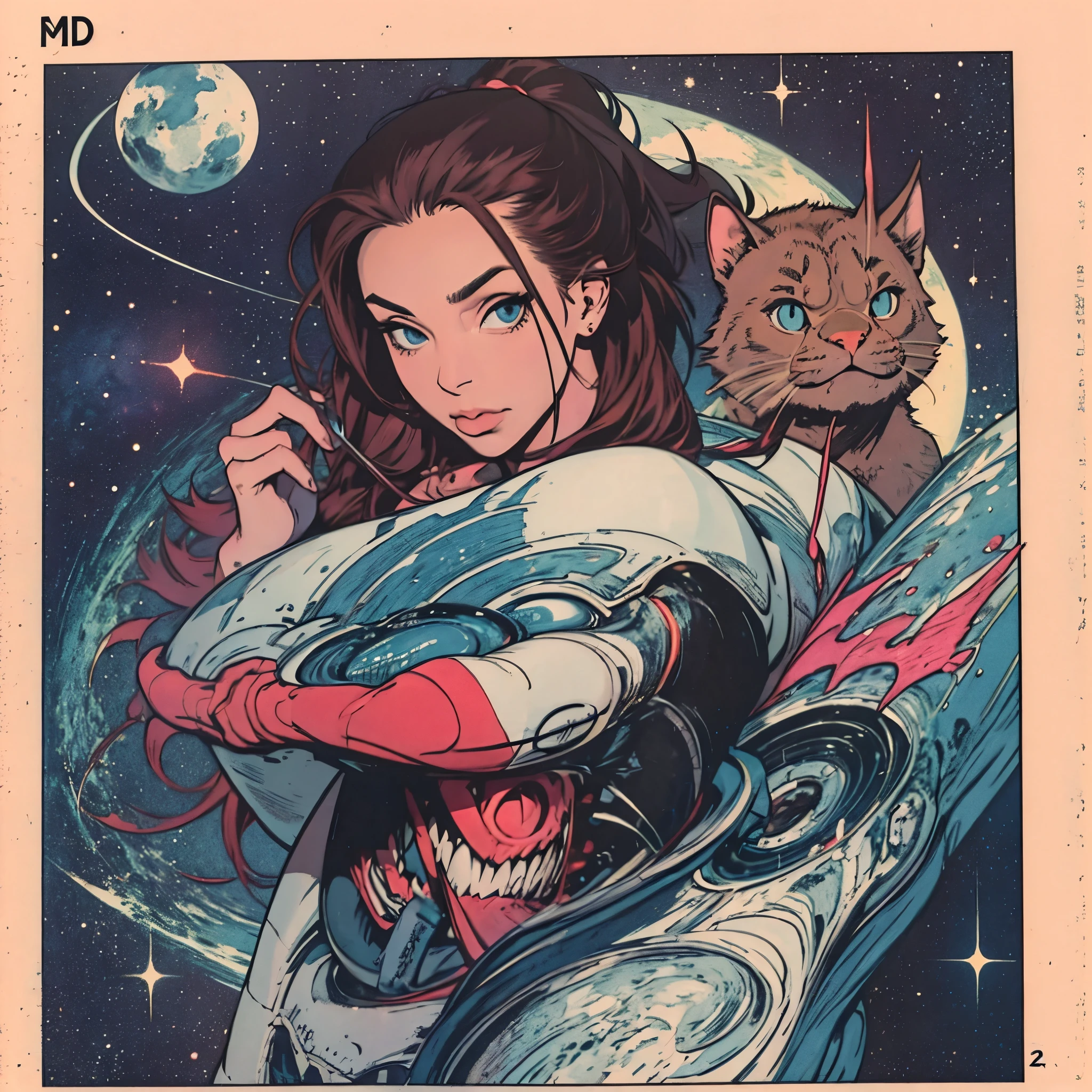 ultimate best quality,beautiful woman,Speech bubble,big brest,cosmic galaxy,