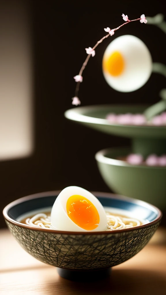 A large portion of ramen noodles and a soft-boiled egg, 1 slice of boiled ham,
((Food bars))
(still life), Japanese autumn, Cherry blossoms, Rock Garden, Bonsai Tooth, haze, high detail, Super detailed, Intricate details, fine details, Super detailed, cinematic, surreal,
Hyperrealistic Soft Light, studio lighting, Diffuse soft light, Shallow depth of field, sharp focus bokeh,
Ray tracing, subsurface scattering, Diffuse soft light,
Super detailed, (Intricate details, fine details, Super detailed), cinematic, surreal