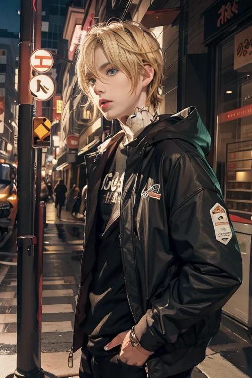 Ren Amamiya masterpiece high quality blonde very short hair blue eyes